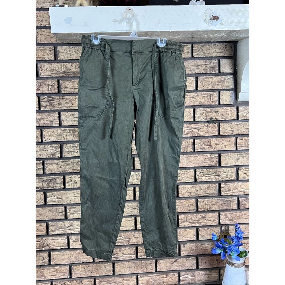 Lou & Grey Brushed Cargo Pants Womens Size M Khaki‎ Green